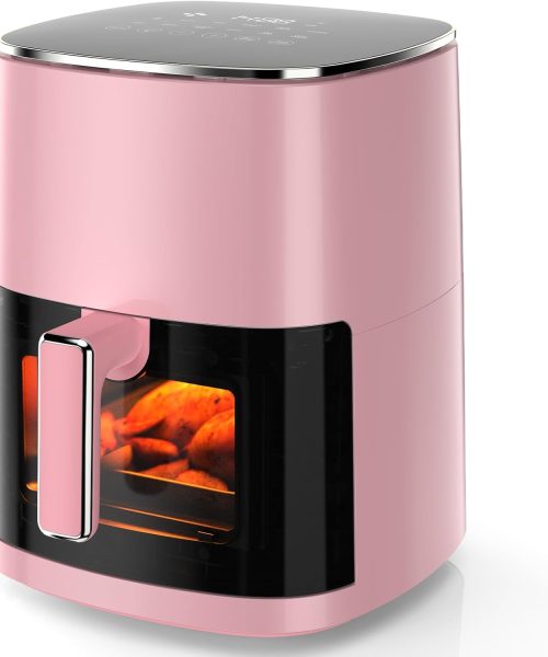 Air Fryer, 6QT Square Airfryer with Visual Window, 400??F Fast Heating Air Fryers Oven with Timer, Auto-Off