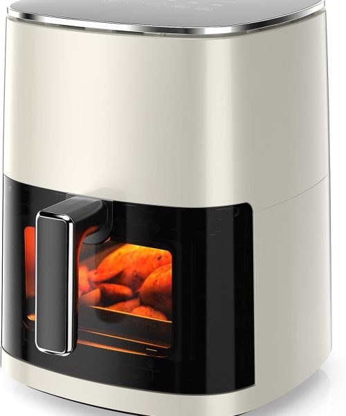 Air Fryer, 6QT Square Airfryer with Visual Window, 400??F Fast Heating Air Fryers Oven with Timer, Auto-Off